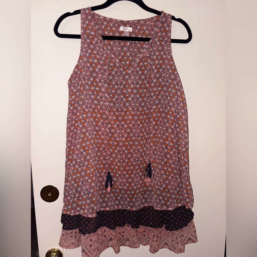 Sleeveless Patterned dress - Pink and Orange